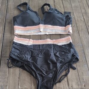 Black and Multicolor Women's Swim Set